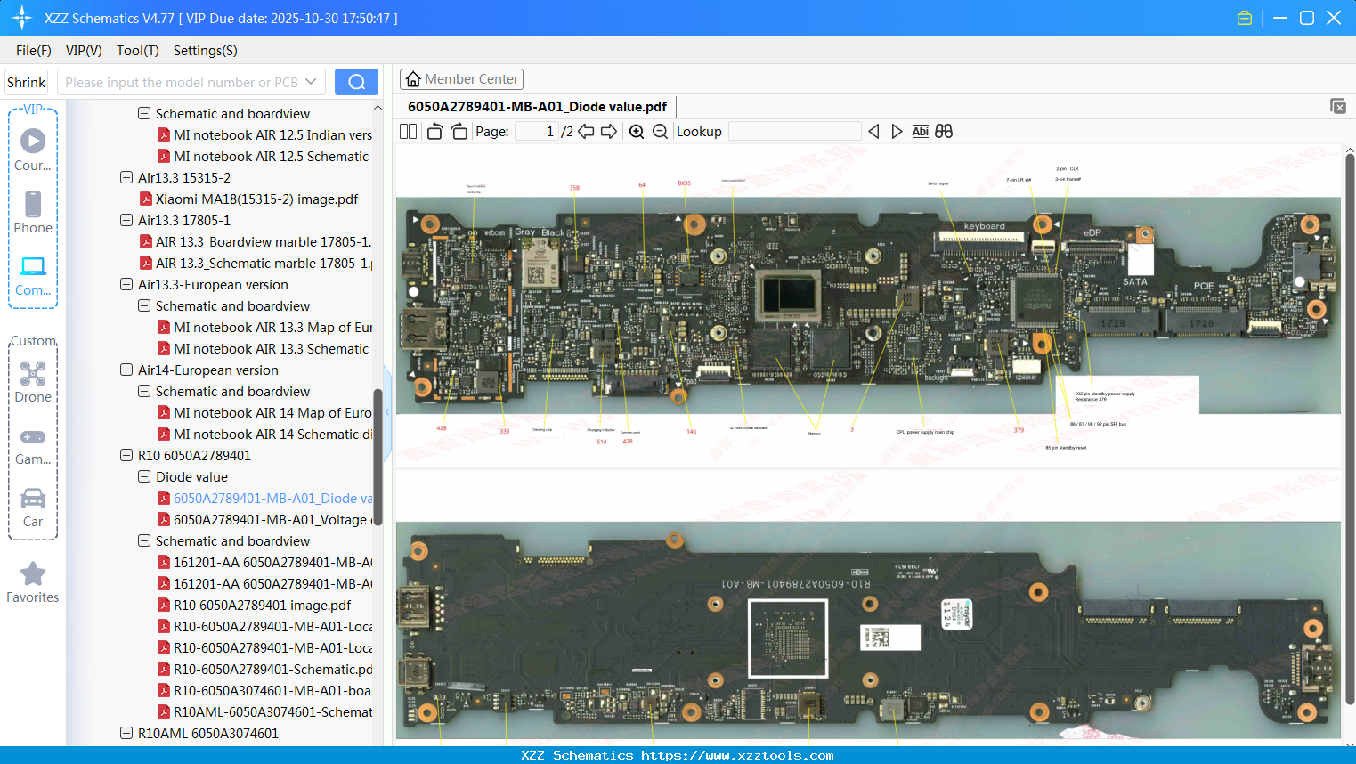 Laptop Xiaomi 6050A2789401-MB-A01_Diode Value